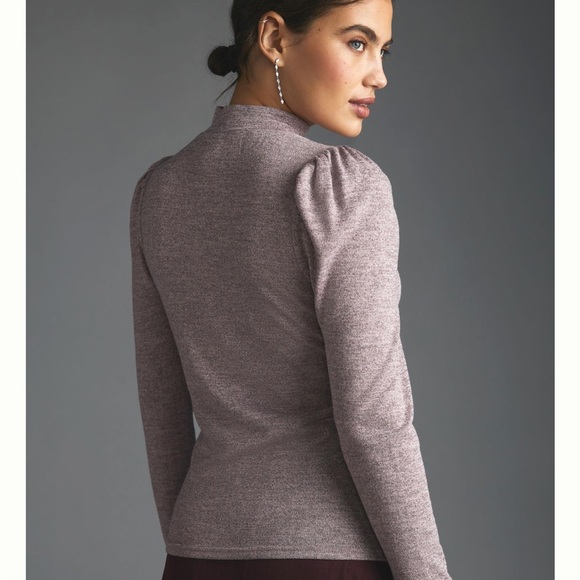 Anthropologie Dolan Puff Sleeve Mock Neck Top in Lilac NWT-Sm - Picture 2 of 12